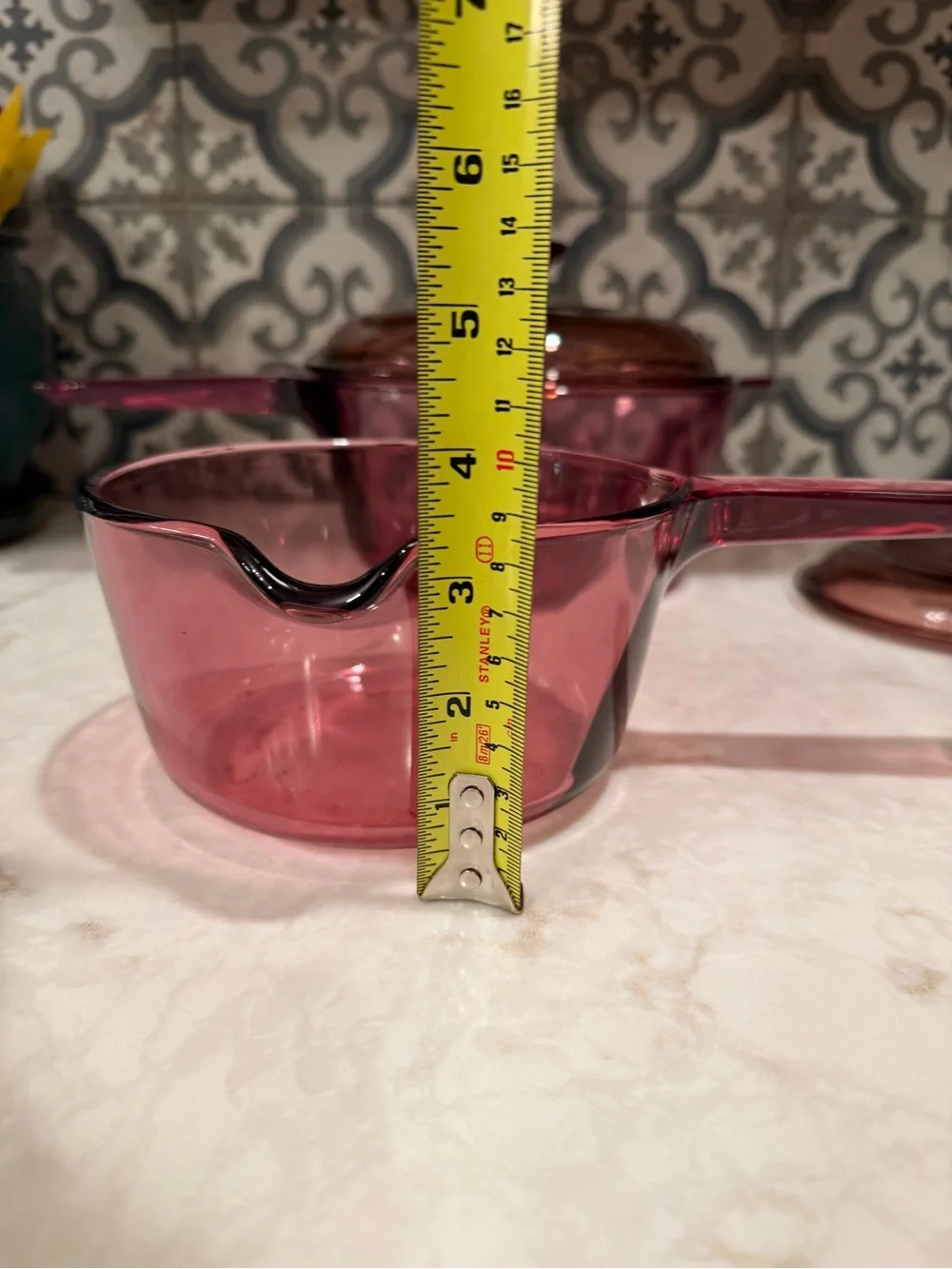 RARE! Vintage Visions Cranberry Saucepans with Lids- Set of 2
